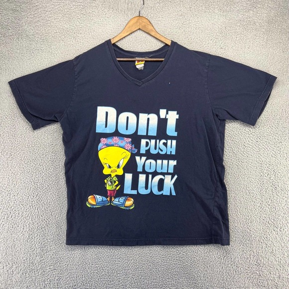 Vintage Looney Tunes Shirt Women's Extra Large Blue Graphic Tweety Bird Y2K 2001 - Picture 1 of 10
